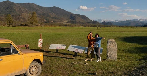 Two travelers capturing the spirit of Wyoming company formation "Equality State" landscape