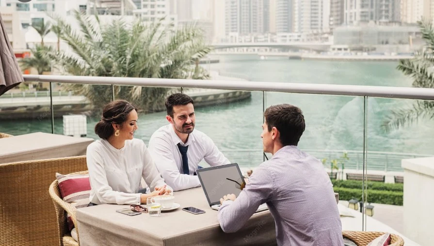 A young consulting professional providing consultation to a couple