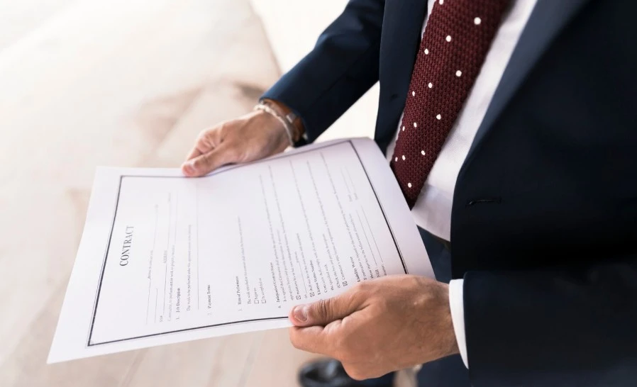 Close-up man in suit holding a certificate