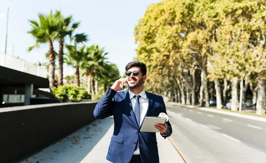 Business man on mobile phone
